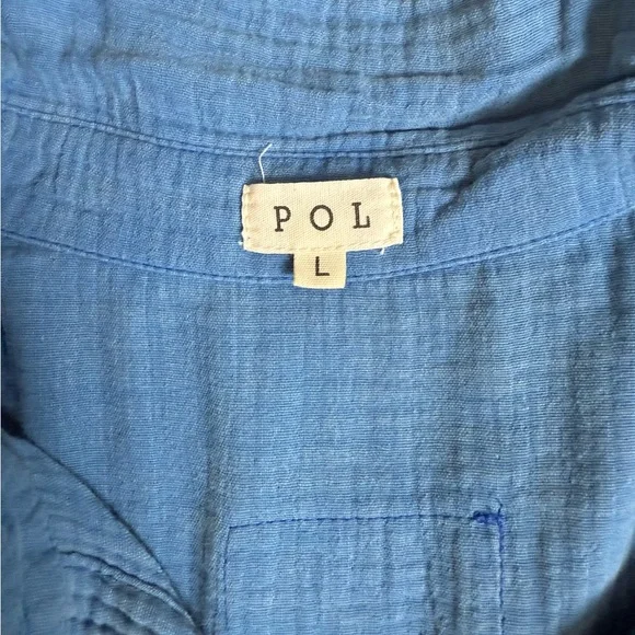 POL Blue Raw Edge Textured Shirt - Picture 7 of 12